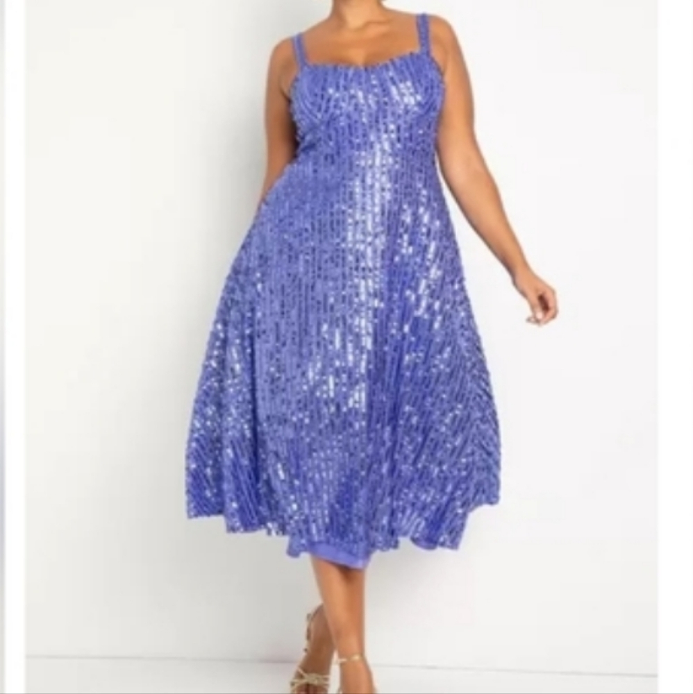 NWT ELOQUII Periwinkle sequin midi dress SIZE 22